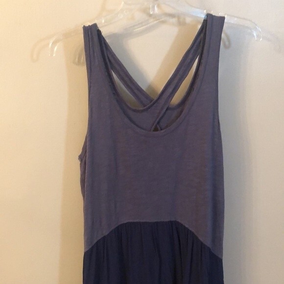 ANTHROPOLOGIE LEFT OF CENTER SIZE MEDIUM BLUE TULIPAN TANK DRESS HI LO HEM - Picture 3 of 9